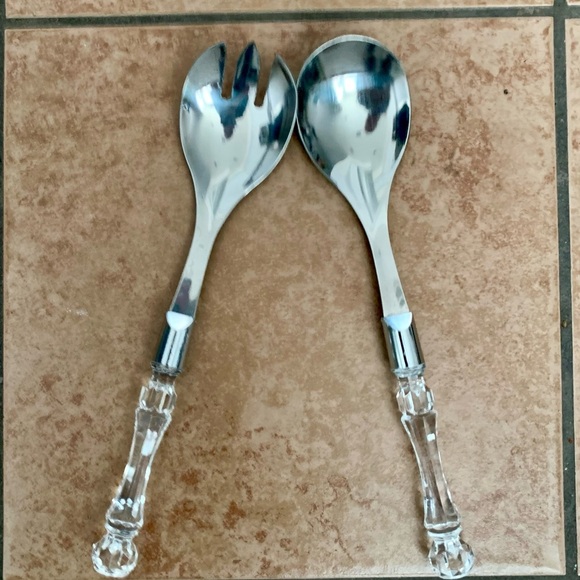 Stainless steel fork and spoon salad server - Picture 6 of 7